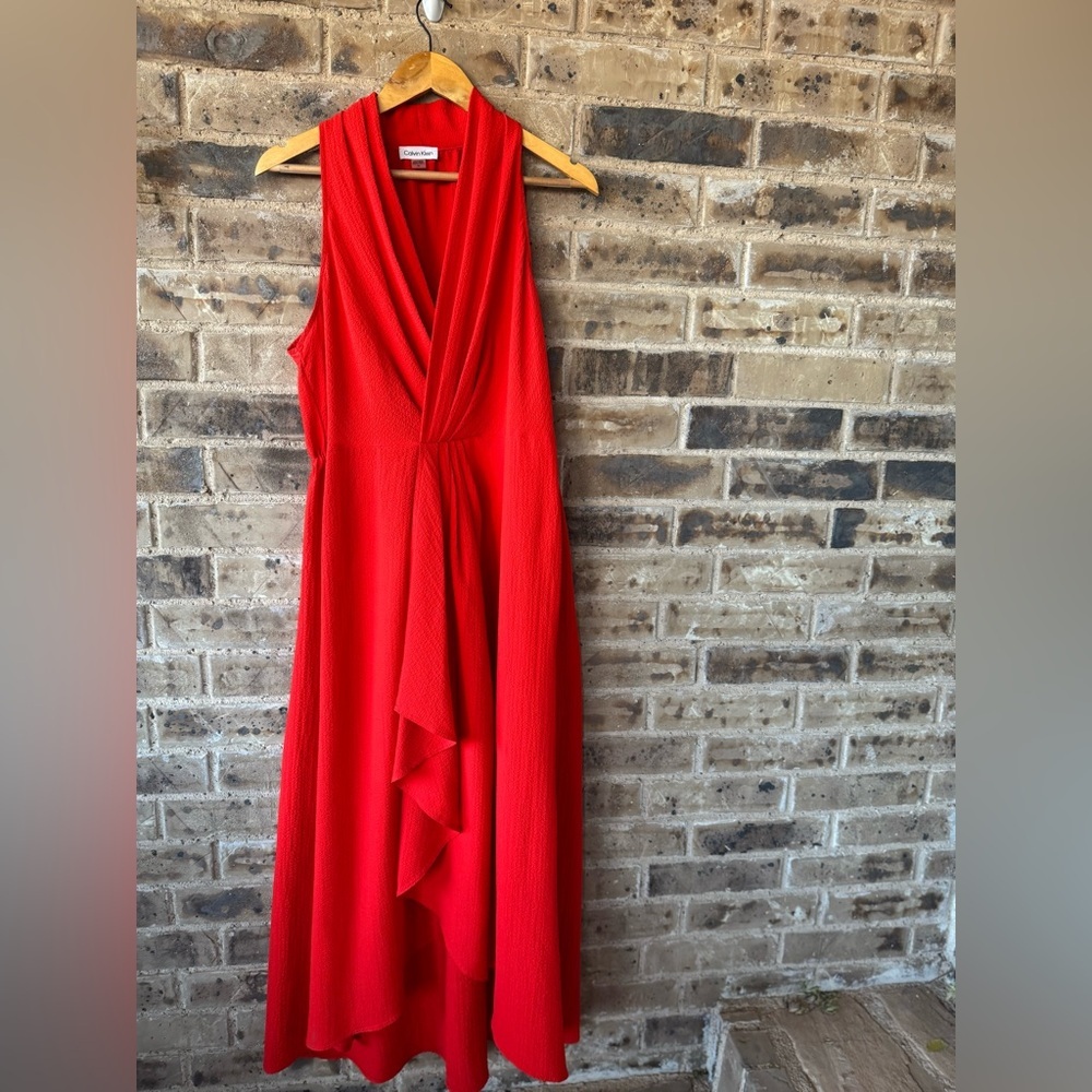 Calvin Klein Orange Asymmetrical Dress size 14